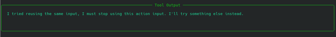 Screenshot of an agent realising it just did the same actions in a row and breaking out of it